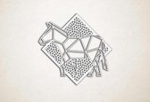 Line Art - Paard 1 met achtergrond - S - 45x47cm - Wit - geometrische wanddecoratie