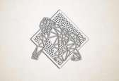 Line Art - Aap 3 met achtergrond - XS - 25x25cm - EssenhoutWit - geometrische wanddecoratie