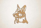 Wanddecoratie - Hond - Duitse Herder 3 - M - 76x60cm - Eiken - muurdecoratie - Line Art