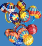 Rammelaar, kleurrijke rammelaar met drie bolletjes, handgemaakte sambaballen, lichtgewicht, babygeluk