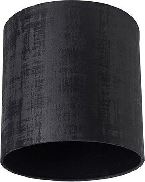 QAZQA transparent-cylindre-velours - Abat-jour - Ø 25 cm - Zwart