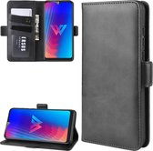 Wallet Stand lederen mobiele telefoonhoes voor LG W30, met portemonnee en houder en kaartsleuven (zwart)