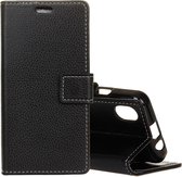Litchi Texture Horizontal Flip leren tas voor iPhone XR, met houder & kaartsleuven & portemonnee (zwart)