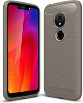 Voor Motorola Moto G7 Play Amerikaanse versie Geborstelde textuur Koolstofvezel TPU Case (grijs)