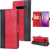 Voor Galaxy S10 Retro Texture Contrast Kleur Splicing Horizontaal Flip TPU + PU lederen tas met kaartsleuven & houder & portemonnee (rood)