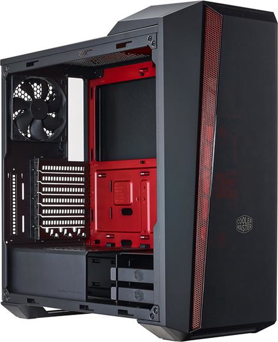 Cooler Master Masterbox 5T Midi Tower Zwart, Rood behuizing - afbeelding 3
