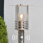 Lindby - buitenlamp met sensor - 1licht - roestvrij staal, polycarbonaat - H: 110 cm - E27 - roestvrij staal, helder