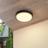 Lucande - LED plafondlamp - 1licht - aluminium, polycarbonaat - H: 5.6 cm - antraciet, gesatineerd wit - Inclusief lichtbron