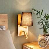 Lindby - Wandlamp - 1licht - stof, metaal - H: 30.8 cm - zwart, goud