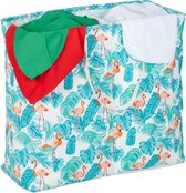 Relaxdays Waszak met flamingo print - 2 vakken - wastas - wasmand - wasverzamelaar - stof