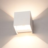 HOFTRONIC™ Dimbare LED Wandlamp Kubus Wit - Set van 6 - Kansas - 6 Watt - 3000K - Tweezijdig oplichtend - IP54 - Uitermate geschikt voor binnen en buiten