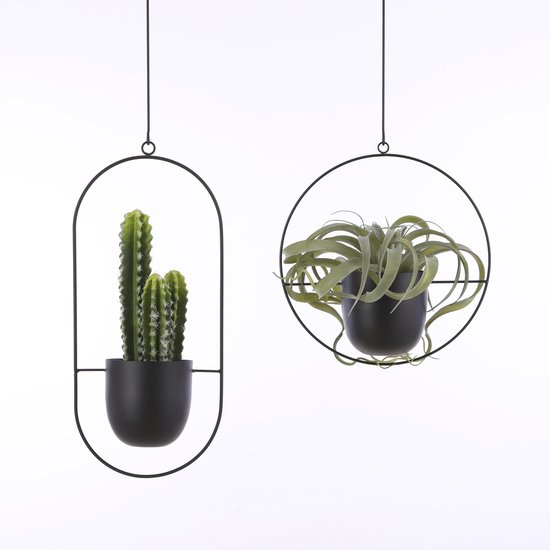 Mica Decorations Plantenpot - IJzer - industrieel zwart - L34 x W14 x H65 cm - Bloempot