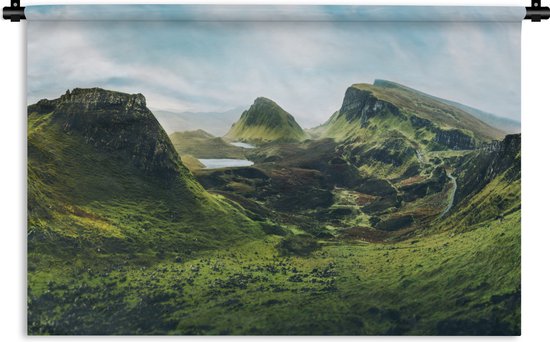 Wandkleed Skye - Uitzicht vanaf de bergen op het eiland Skye in Schotland Wandkleed katoen 120x80 cm - Wandtapijt met foto