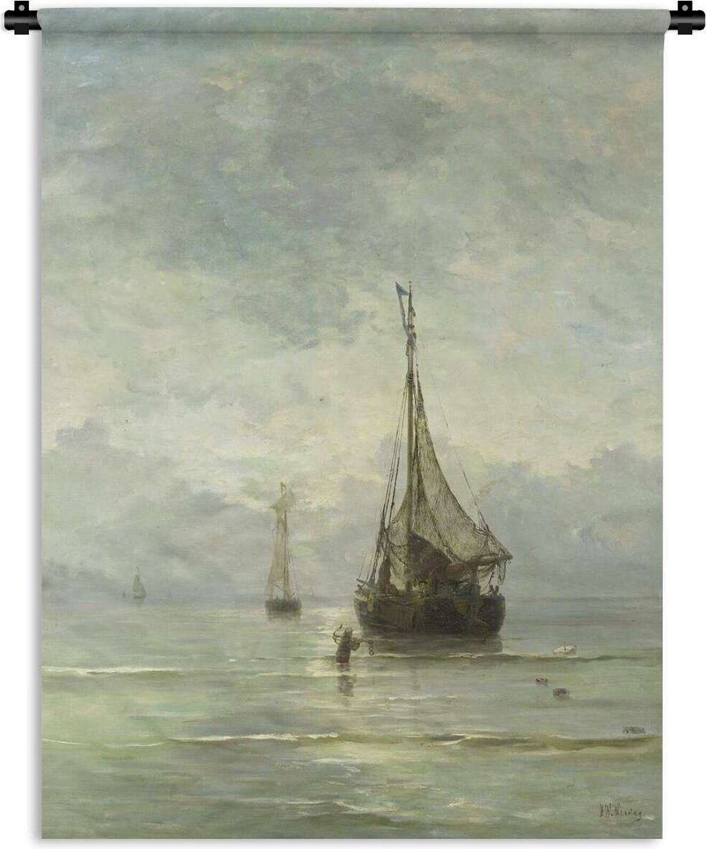 Wandkleed Willem Mesdag - Kalme zee - Schilderij van Hendrik Willem Mesdag Wandkleed katoen 60x80 cm - Wandtapijt met foto - 1001Tapestries