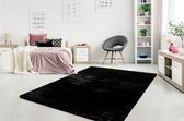 Dessa Home Garden Heaven - Vloerkleed – Vloer kleed - Tapijt – Karpet - Hoogpolig -  Super zacht - Fluffy - Shiny- Silk look- 80x150 - zwart