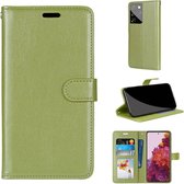 Voor Samsung Galaxy S21 Ultra 5G Pure Kleur Horizontale Flip PU lederen tas met houder & kaartsleuven & portemonnee & fotolijst (groen)