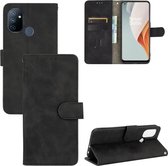 Voor OnePlus Nord N100 Effen Kleur Huidgevoel Magnetische Gesp Horizontale Flip Kalfsstructuur PU Lederen Case met Houder & Kaartsleuven & Portemonnee (Zwart)