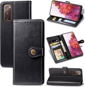 Voor OnePlus 8T Retro telefoonhoes in effen kleur met lederen gesp met lanyard & fotolijst & kaartsleuf & portemonnee & standaardfunctie (zwart)