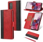 Voor Samsung Galaxy S20 Retro Textuur Contrast Kleur Splicing Horizontale Flip TPU + PU Leren Case met Kaartsleuven & Houder & Portemonnee (Rood)