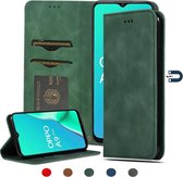 Voor OPPO A9 2020 & A5 2020 & A11X Retro Skin Feel Business Magnetische Horizontale Flip Leren Case (Legergroen)