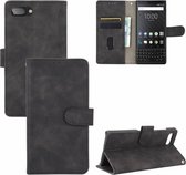 Voor BlackBerry KEY2 Effen Kleur Huid Voel Magnetische Gesp Horizontale Flip Kalf Textuur PU Lederen Case met Houder & Kaartsleuven & Portemonnee (Zwart)