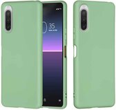 Voor Sony Xperia 10 II effen kleur vloeibaar siliconen valbestendig volledige dekking beschermhoes (groen)