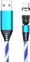 2,4 A USB naar micro-USB 540 graden buigbare streamer magnetische datakabel, kabellengte: 1 m (blauw)