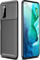 Voor Huawei Honor V30 koolstofvezel textuur schokbestendig TPU-hoesje (zwart)