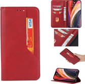 Voor iPhone 11 magnetische horizontale flip lederen hoes met houder & kaartsleuven en portemonnee (rood)