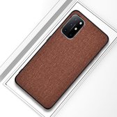 Voor OnePlus 8T schokbestendige stoffen textuur PC + TPU beschermhoes (bruin)