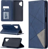 Voor Samsung Galaxy A32 5G prismatisch onzichtbaar magnetisch horizontaal flip lederen tas met houder & kaartsleuven en fotolijst (blauw)
