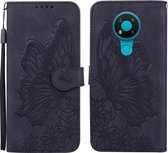 Voor Nokia 3.4 Retro Skin Feel Butterflies Embossing Horizontale Flip Leather Case met houder & kaartsleuven & portemonnee (zwart)