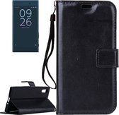 Voor Sony Xperia XZ Crazy Horse Texture Horizontale Flip PU Leather Case met houder & kaartsleuven & portemonnee & lanyard (zwart)