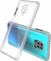 Voor Geschikt voor Xiaomi Redmi Note 9 Pro Bandzijde Textuur Contrastknop Schokbestendig PC + TPU Telefoon Beschermhoes (Wit)