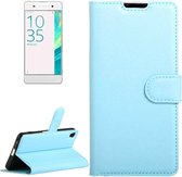 Litchi Texture horizontale flip lederen hoes met houder & kaartsleuven & portemonnee voor Sony Xperia XA (blauw)