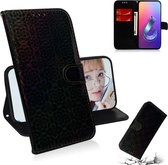 Voor Asus Zenfone 6 ZS630KL Effen Kleur Kleurrijke Magnetische Gesp Horizontale Flip PU Lederen Case met Houder & Kaartsleuven & Portemonnee & Lanyard (Zwart)
