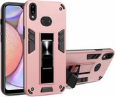 Voor Samsung Galaxy A10s 2 in 1 pc + TPU schokbestendige beschermhoes met onzichtbare houder (roségoud)