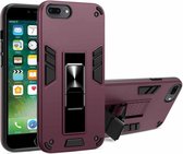 2-in-1 pc + TPU schokbestendige beschermhoes met onzichtbare houder voor iPhone 8 Plus & 7 Plus (wijnrood)