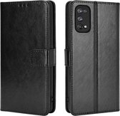 Voor OPPO Realme 7 Pro Retro Crazy Horse Texture Horizontale flip lederen tas, met houder & kaartsleuven en fotolijst (zwart)