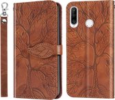 Voor Huawei P30 Lite Life of Tree Embossing Pattern Horizontale Flip Leather Case met houder & kaartsleuf & portemonnee & fotolijst & Lanyard (bruin)