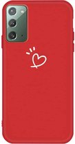 Voor Samsung Galaxy Note20 Three Dots Love-heart Pattern Frosted TPU beschermhoes (rood)