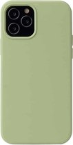 Voor iPhone 12 effen kleur vloeibare siliconen schokbestendige beschermhoes (Matcha groen)