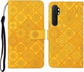 Voor Xiaomi Mi Note 10 Lite Etnische stijl Reliëfpatroon Horizontale flip lederen tas met houder & kaartsleuven & portemonnee & lanyard (geel)