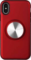 TPU + PC 2-in-1 schokbestendig hoesje met magnetische ronde autohouder voor iPhone XS Max (rood)