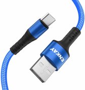 ENKAY ENK-CB102 Nylon weven USB naar Type-C oplaadkabel voor gegevensoverdracht (blauw)