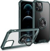 Armor Ring PC + TPU magnetische schokbestendige beschermhoes voor iPhone 12 Pro Max (donkergroen)