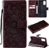 Voor OPPO Realme 7 Pro Sun Embossing Pattern Horizontale Flip Leather Case met Card Slot & Holder & Wallet & Lanyard (Brown)