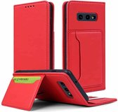 Voor Samsung Galaxy S10e Sterk magnetisme Vloeibaar gevoel Horizontale flip lederen tas met houder & kaartsleuven en portemonnee (rood)