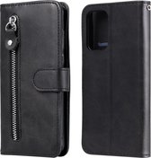 Voor Samsung Galaxy A72 5G Mode Kalf Textuur Rits Horizontale Flip Leren Case met Standaard & Kaartsleuven & Portemonnee Functie (Zwart)