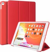 Voor iPad 10,2 inch 2019 / iPad Pro 10,5 inch Drie-vouwen oppervlak PU-leer TPU Mat zachte onderkant met houder & slaap- / wekfunctie (rood)